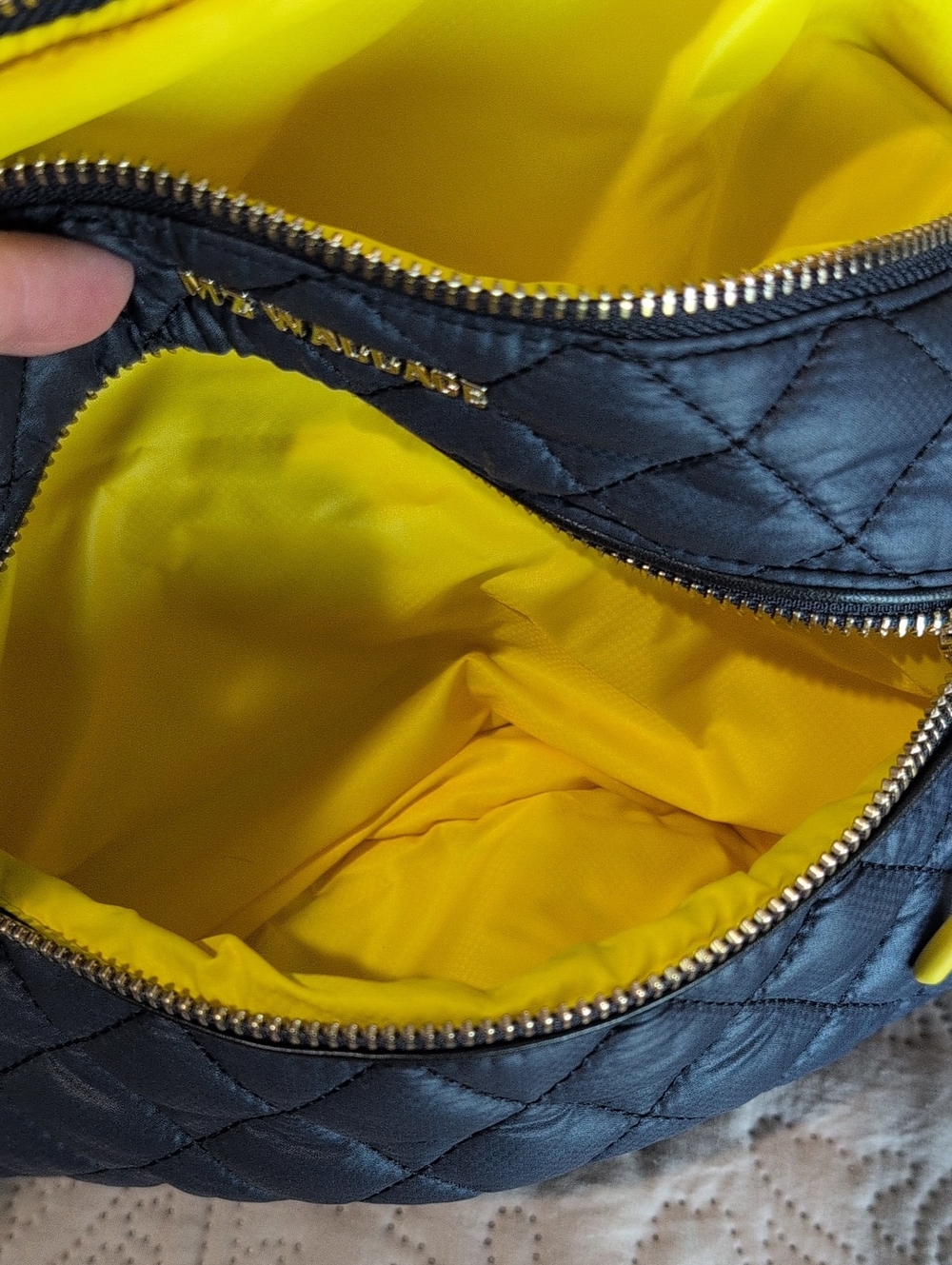 MZ WALLACE Crosby Quilted Sling Shoulder Bag In Dawn/sunflower/light G - Picture 8 of 10